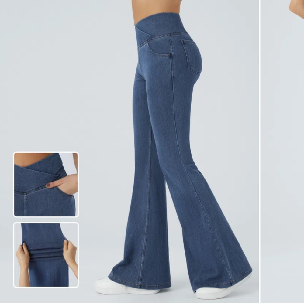 Halara Flex™ High Waisted Crossover Pocket Super Flare Stretch Jeans